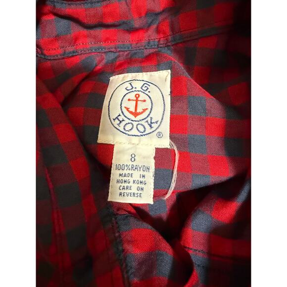 J.G. Hook Red Blue Plaid Long Sleeve Button Up Shirt - Size 8 - Picture 2 of 8